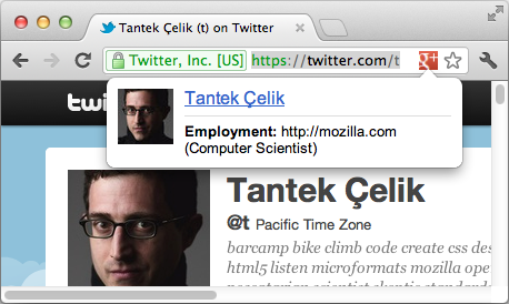 Screenshot of profile link on twitter.com